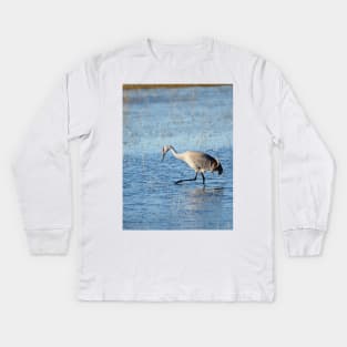 Sandhill Crane Wading thru Malheur NWR Kids Long Sleeve T-Shirt